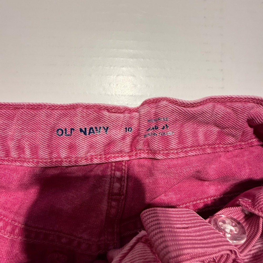 Old Navy Girls Pink Acid Wash Cargo Jeans High Rise Wide Leg Size 10 - Picture 4 of 4